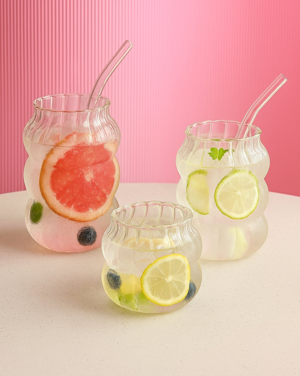 Glass Coffee Cup with Straw