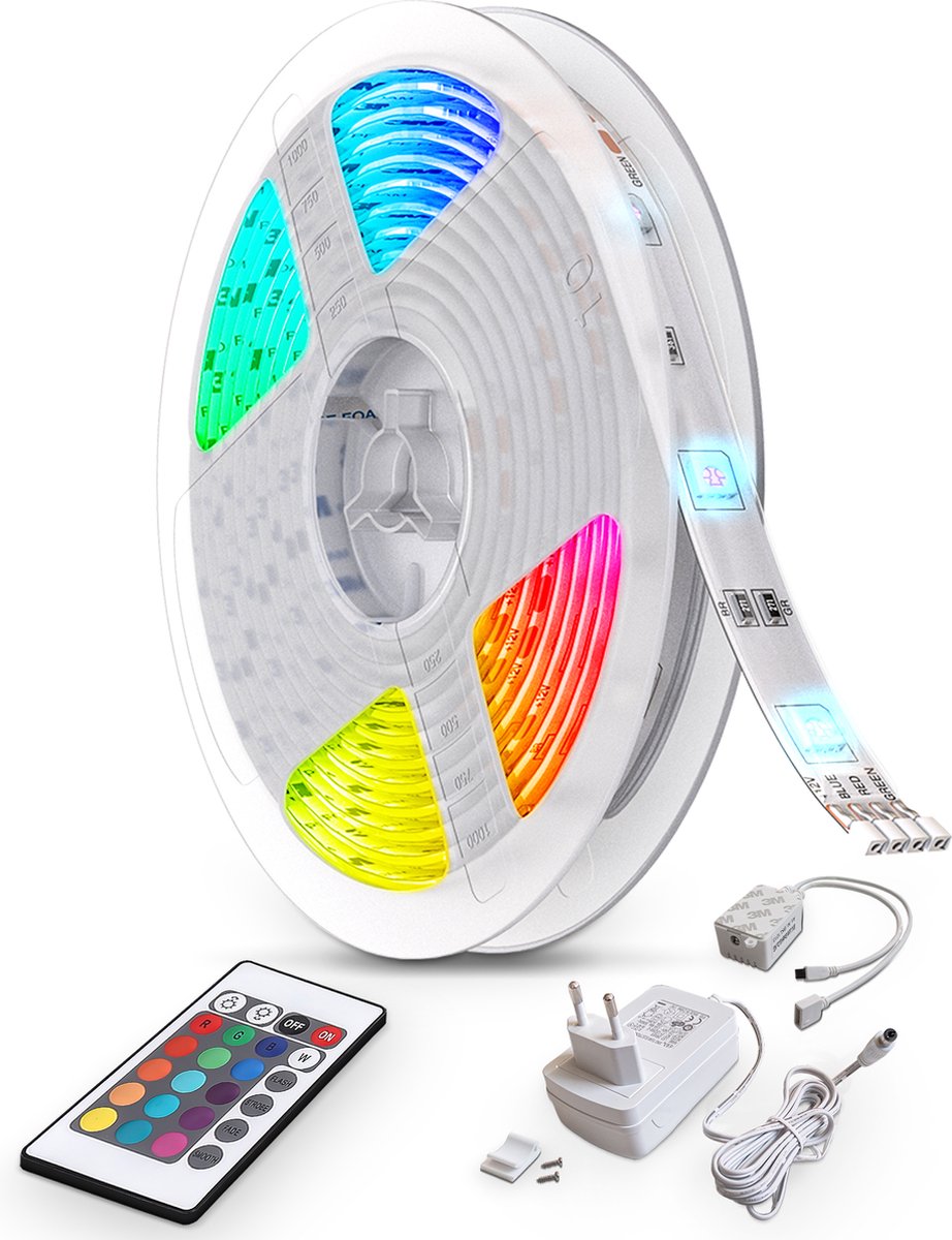 B.K.licht - LED strip 10 meters - light strip - RGB LED lighting - with remote control - dimmable - colored light - gaming accessories