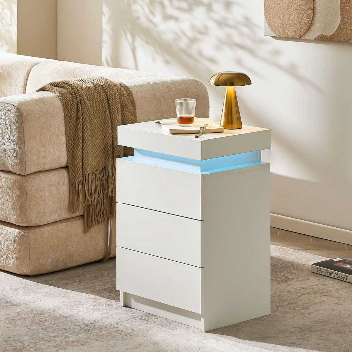 Kumar Bedside Table [Voice Controllable LED Lights]