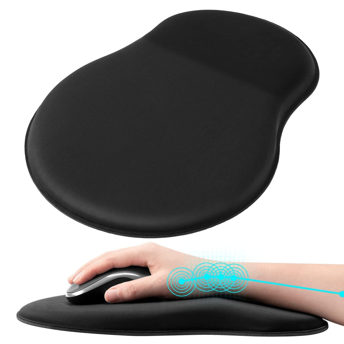 Mouse Pad Wrist Support, Ergonomic Mouse Pad with Wrist Rest, Pain Relief Mousepad with Non-Slip Rubber Base, Comfortable  (Black)