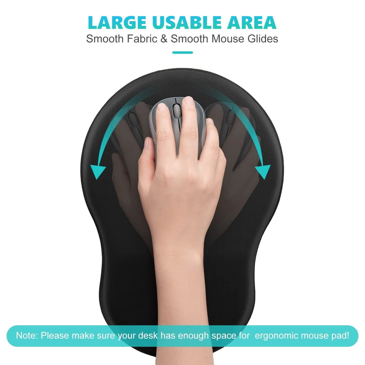 Mouse Pad Wrist Support, Ergonomic Mouse Pad with Wrist Rest, Pain Relief Mousepad with Non-Slip Rubber Base, Comfortable  (Black)